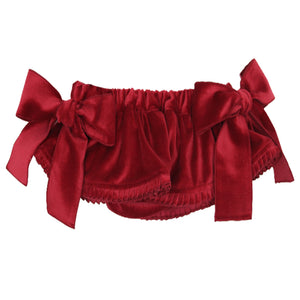 Phi Velvet Pleated Bow Knickers Wine Red