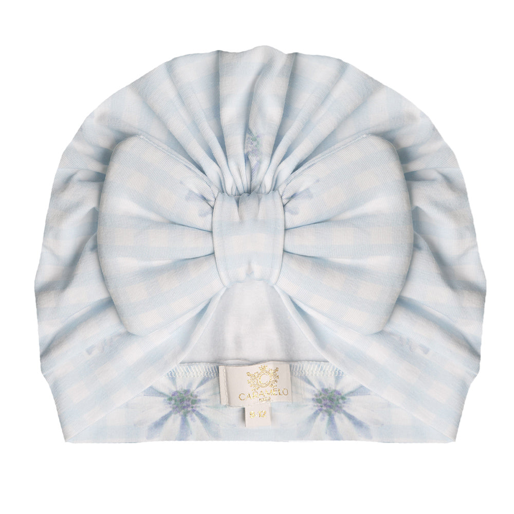 Caramelo Gingham Floral Turban Blue