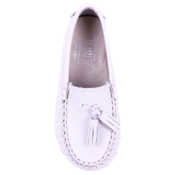 TNY Leather Tassle Loafer White