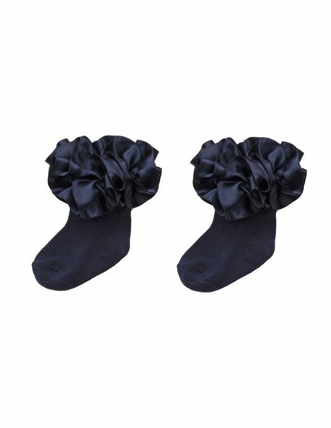 Caramelo Frilly Ankle Socks Navy