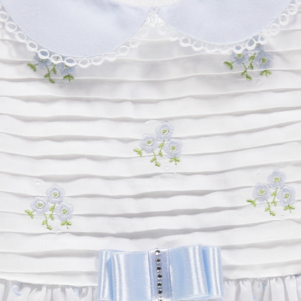 Piccola Speranza Flower Embroidery Dress Blue