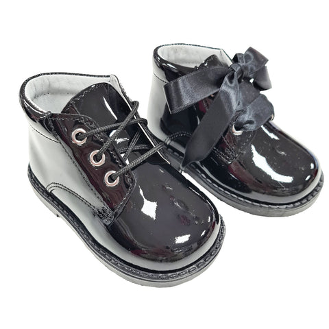 Andanines Unisex Patent Leather Boot Black