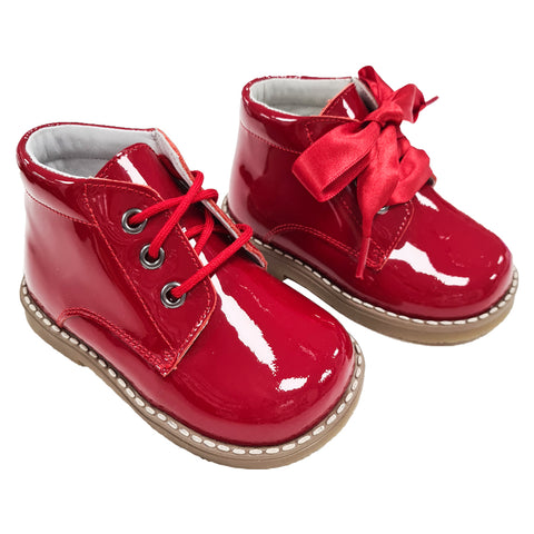 Andanines Unisex Patent Leather Boot Red