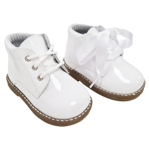 Andanines Unisex Patent Leather Boot White