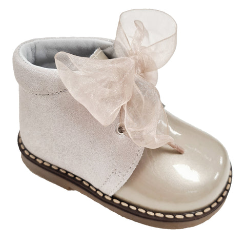 Andanines Patent Leather Glitter Boot Camel