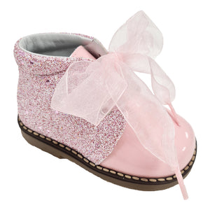 Andanines Patent Leather Glitter Boot Pink