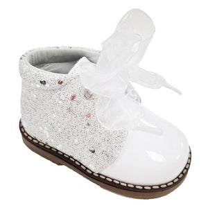 Andanines Patent Leather Glitter Boot White