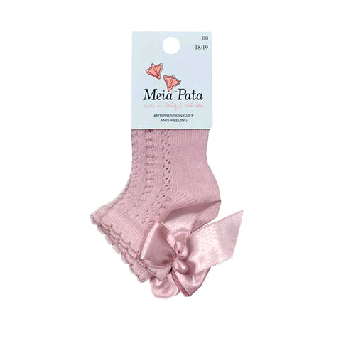 Meia Pata Ankle Bow Socks Dusky Pink