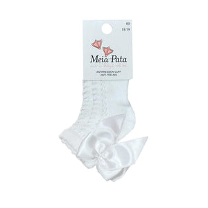 Meia Pata Ankle Bow Socks White