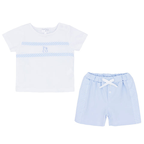 Pastels & Co Blue Check Shorts Set