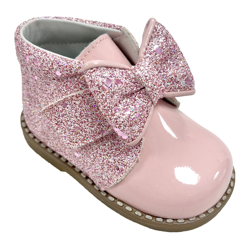 Andanines Glitter Bow Velcro Boot Pink