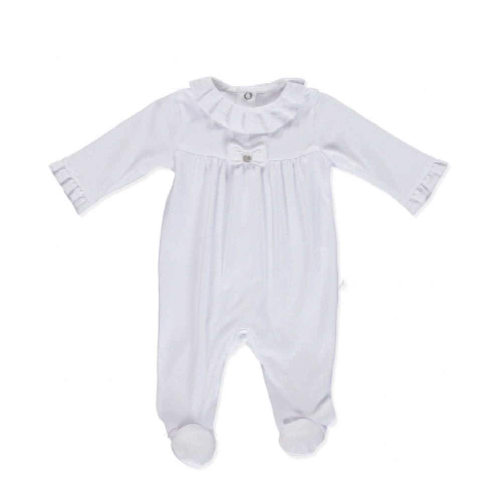 Purete Du Bebe Frill Collar Sleepsuit All White