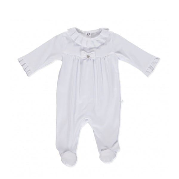 Purete Du Bebe Frill Collar Sleepsuit All White