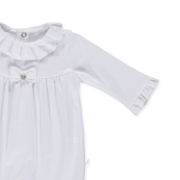 Purete Du Bebe Frill Collar Sleepsuit All White