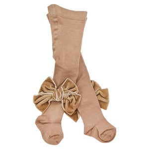 Meia Pata Velvet Bow Tights Camel