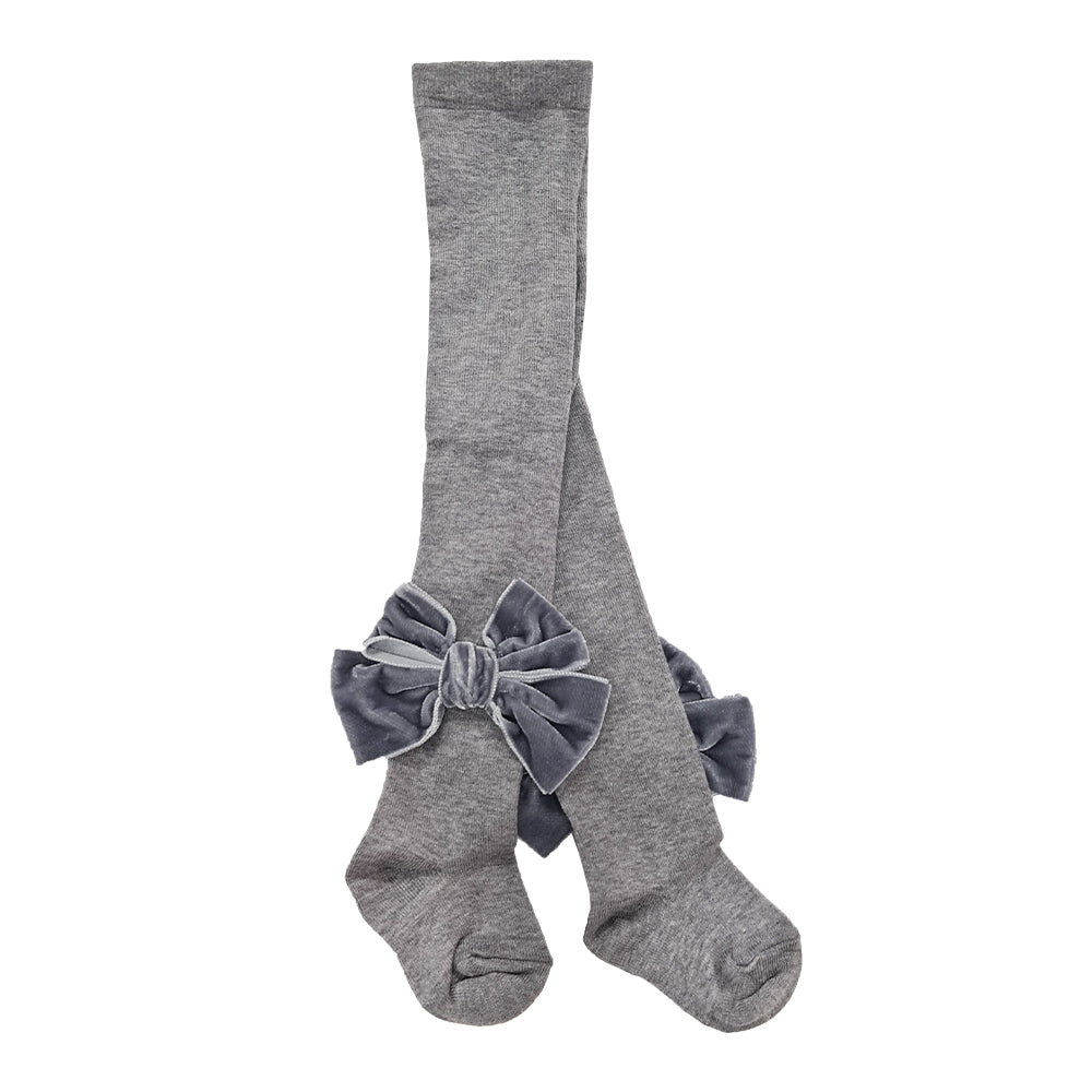 Meia Pata Velvet Bow Tights Grey