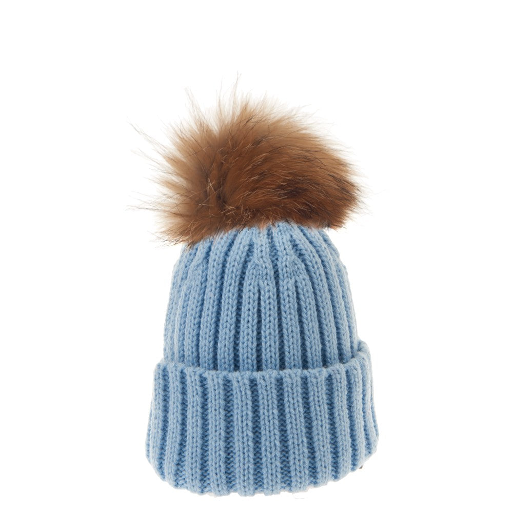 Bowtique London Neutral Pom Hat Blue