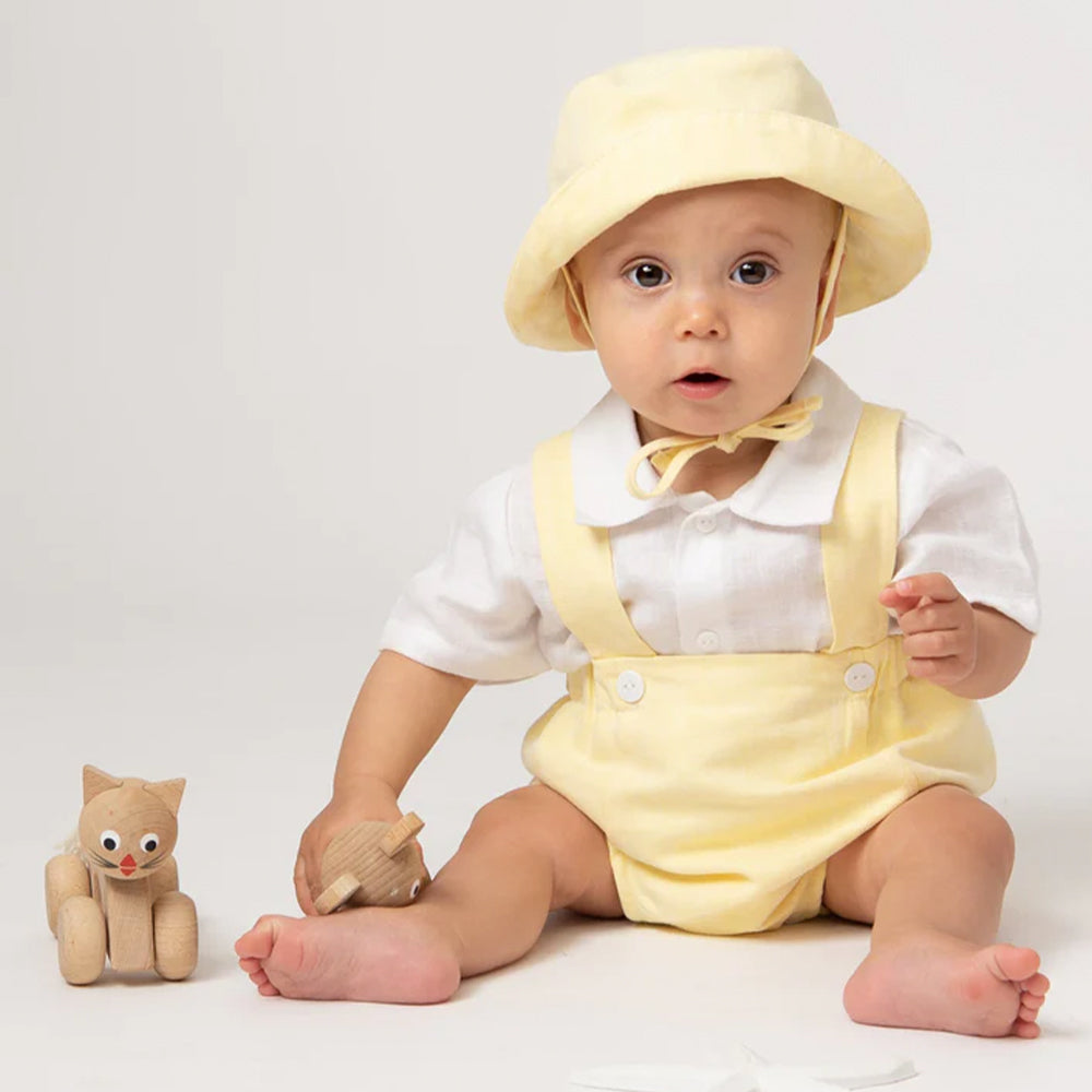 Caramelo Dungaree Romper Lemon