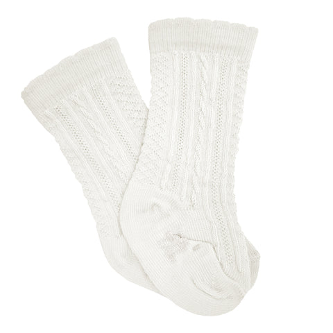 Pretty Originals Ribbed Knee High Socks Off White