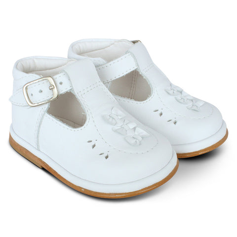Borboleta Carmel Leather Bow Shoes White
