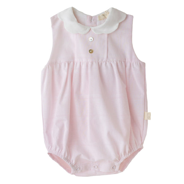 Baby Gi Cotton Check Romper Pink