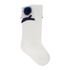 Daga Fur Pom Socks Navy