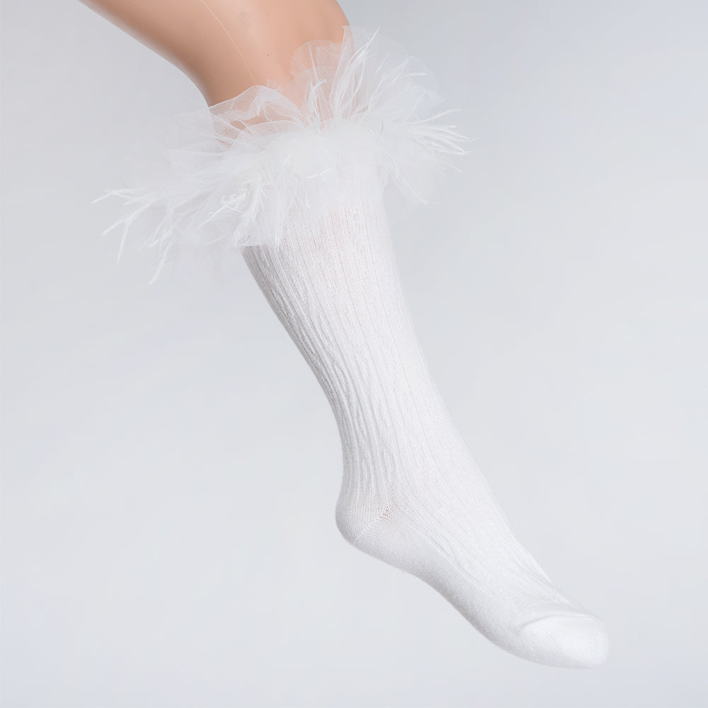 Daga Tu Tu Feather Socks White