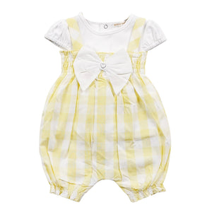 Mintini Gingham Dungaree Set Lemon