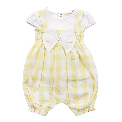 Mintini Gingham Dungaree Set Lemon