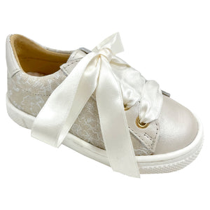 TNY Satin Bow Trainers Gold