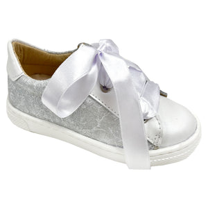 TNY Satin Bow Trainers Silver