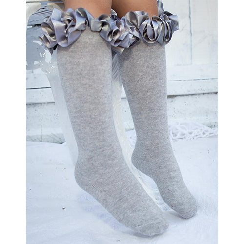 Caramelo Frilly Knee Socks Grey