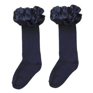 Caramelo Frilly Knee Socks Navy