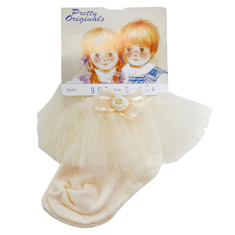 Pretty Originals Tulle Ankle Socks Cream