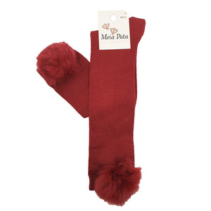 Meia Pata Fur Pom Pom Socks Burgundy