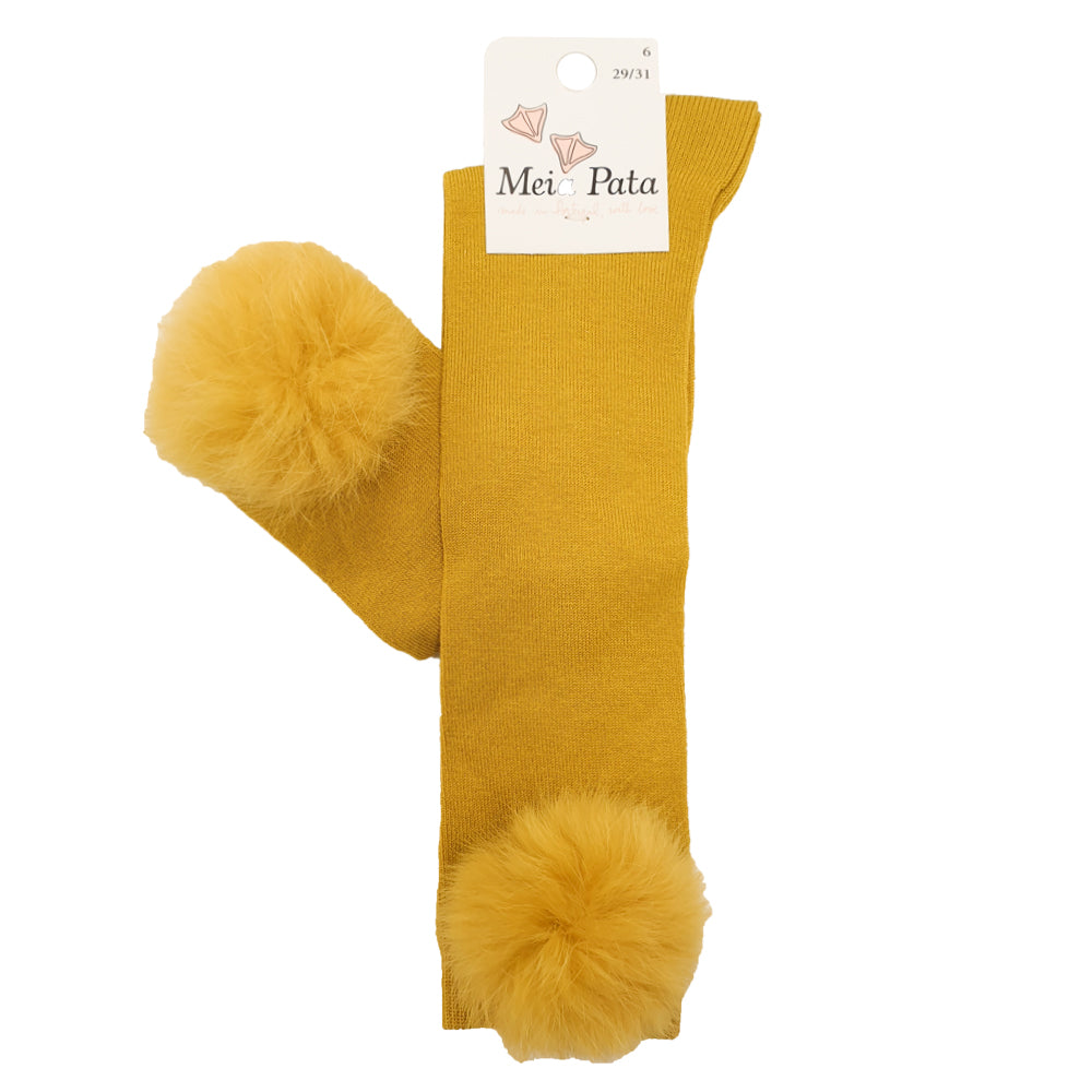 Meia Pata Fur Pom Pom Socks Mustard