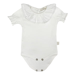 Baby Gi Cotton Frilly Collar Vest White