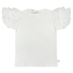 Baby Gi Cotton Frilly Sleeve T-shirt White