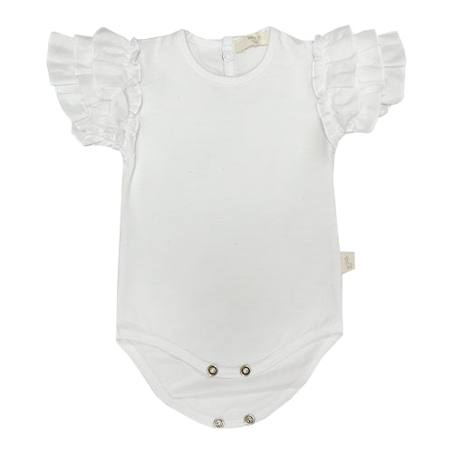 Baby Gi Cotton Frilly Sleeve Vest White