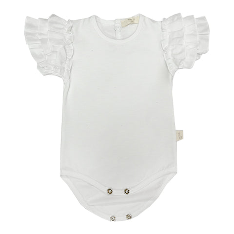 Baby Gi Cotton Frilly Sleeve Vest White