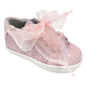 Andanines Glitter Bow Trainer Pink