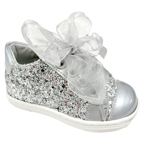 Andanines Glitter Bow Trainer Silver