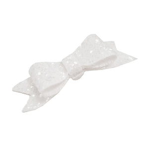 N, Reso Glitter Small Bow Clip White