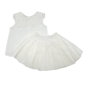 Granlei Collared Top and Skirt Ivory