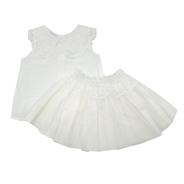 Granlei Collared Top and Skirt Ivory