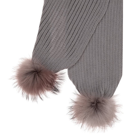 Bowtique London Matching Pom Scarf Grey