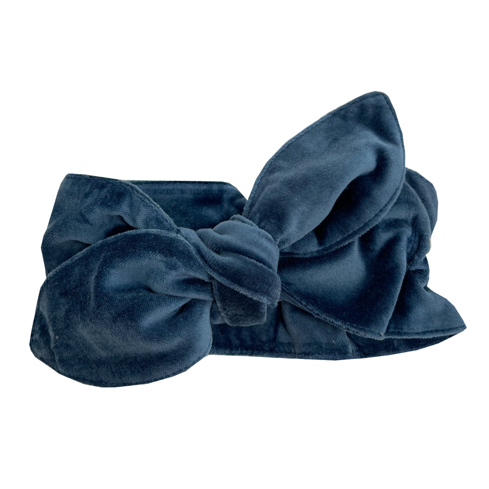 Phi Velvet Bow Headband Navy