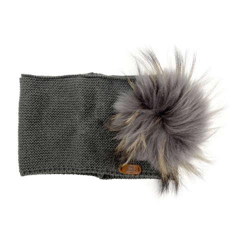 Bowtique London Matching Pom HeadBand Dark Grey