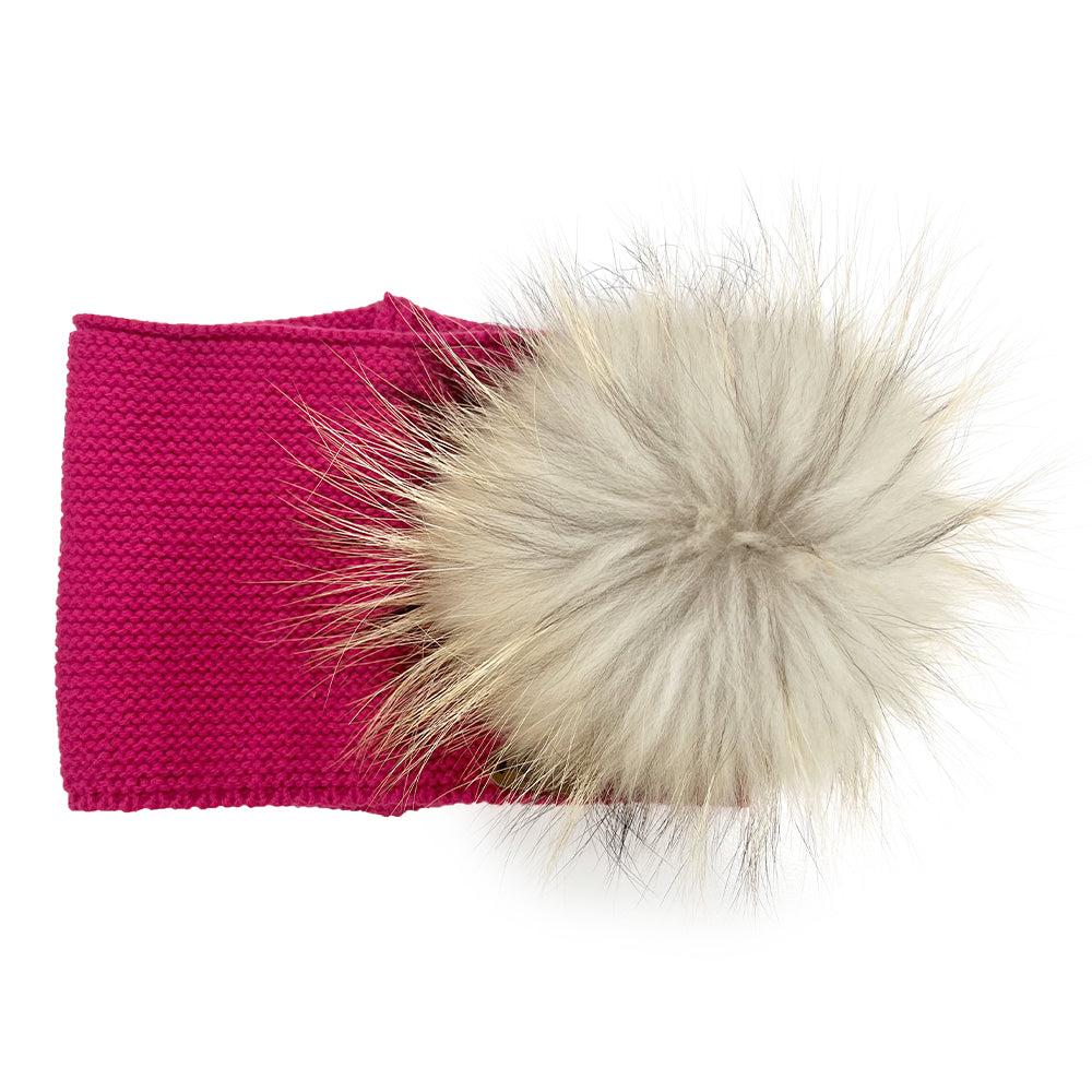 Bowtique London Neutral Pom HeadBand Fuchsia