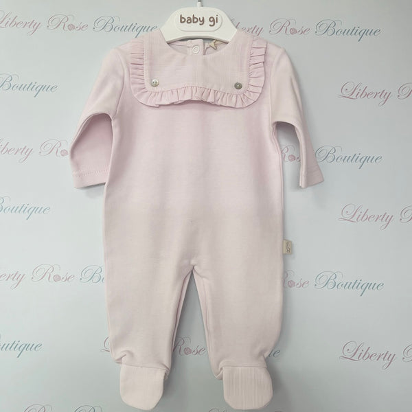 Baby Gi Cotton Frill Bib Front Sleepsuit Pink